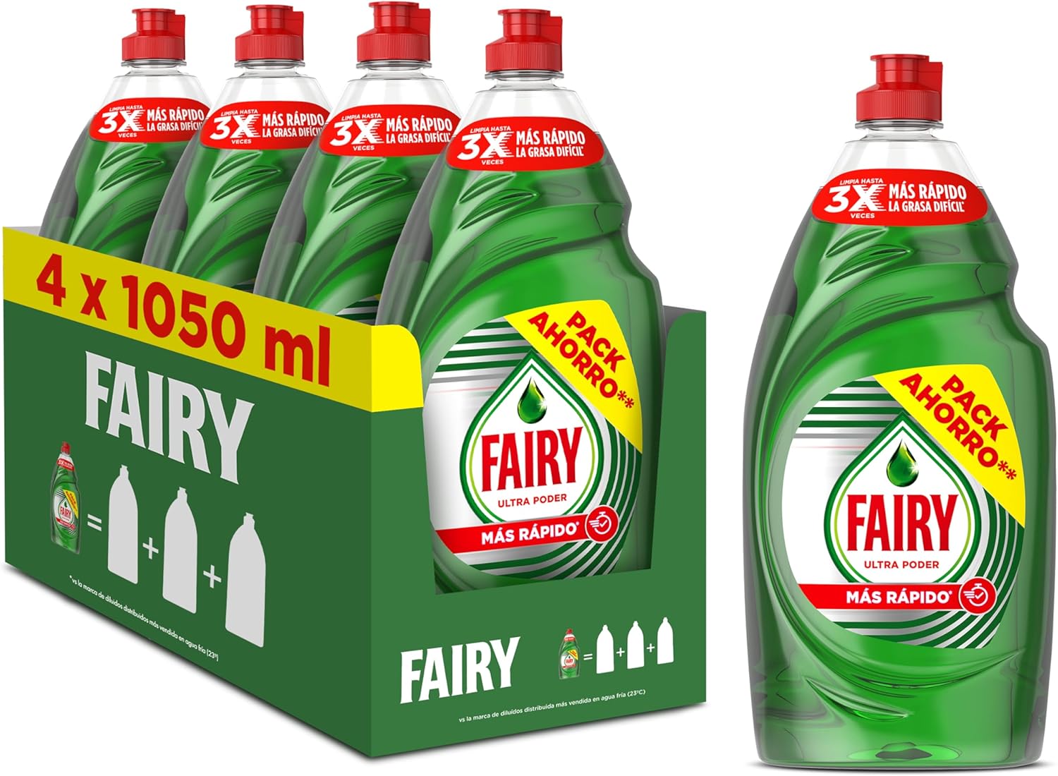 Pack 8 Fairy Maxi Poder Lavavajillas Líquido a Mano 450 ml (3,6 L)