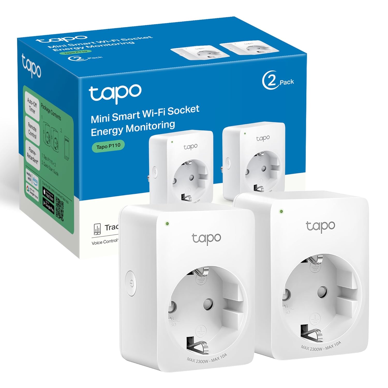 Pack 2 Tapo P110 Enchufe Inteligente WiFi con Monitor de Energía