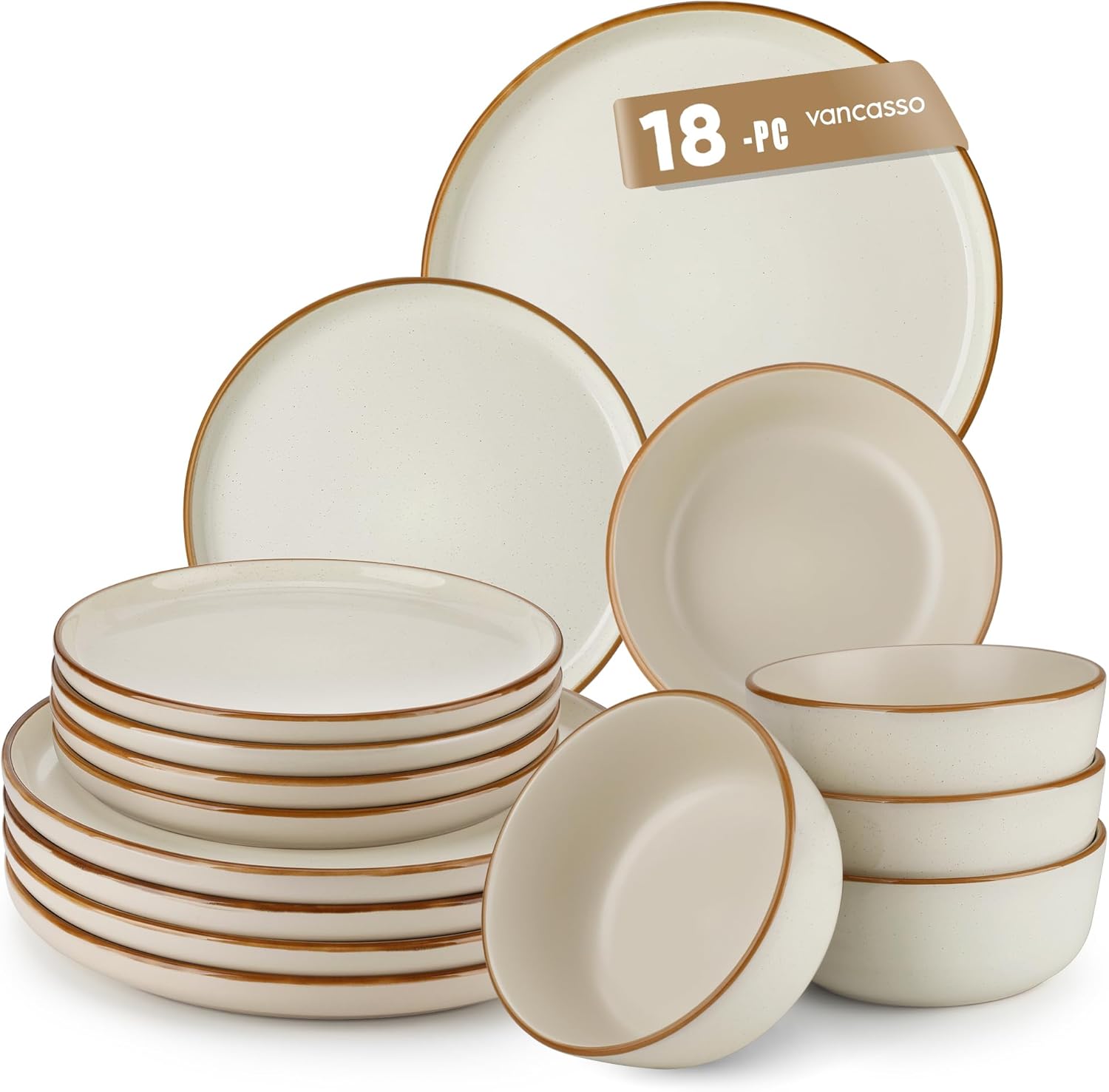 Vancasso RENO Vajilla Completa 18 Piezas 6 Personas Beige
