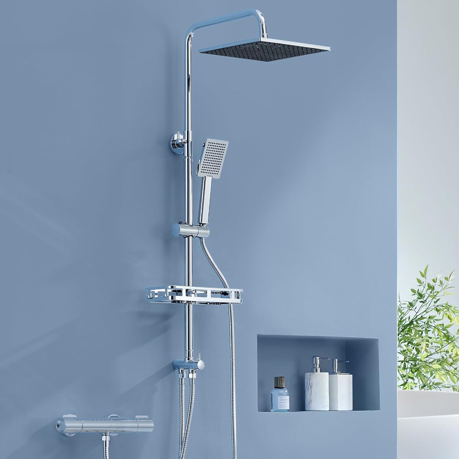 Görbach Columna de Ducha sin Grifo Acero Inox 304 con Rociador D30 cm