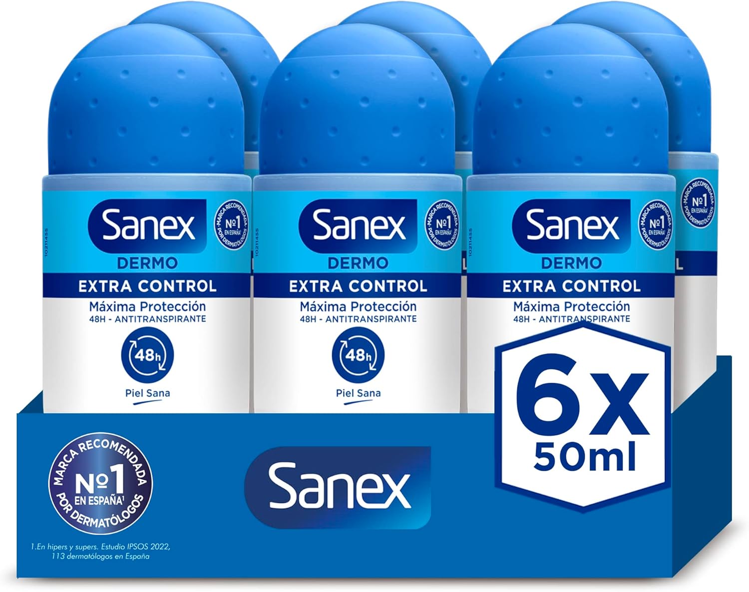 Pack 12 Sanex Dermo+ Extra Control Desodorante Roll-On 50 ml