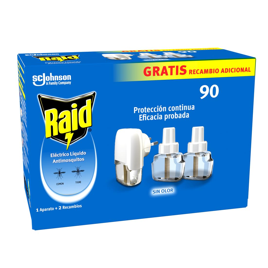 Raid Líquido Eléctrico Antimosquitos 1 Aparato + 2 Recambios
