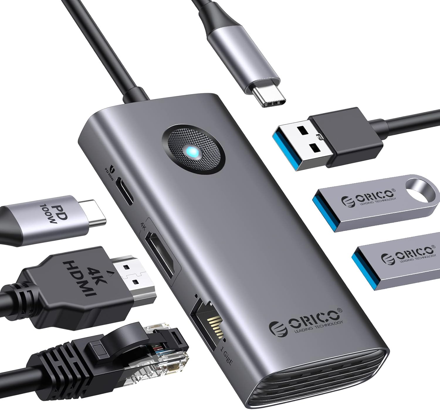 Orico Docking Station 6 En 1 Hub USB C HDMI 4K