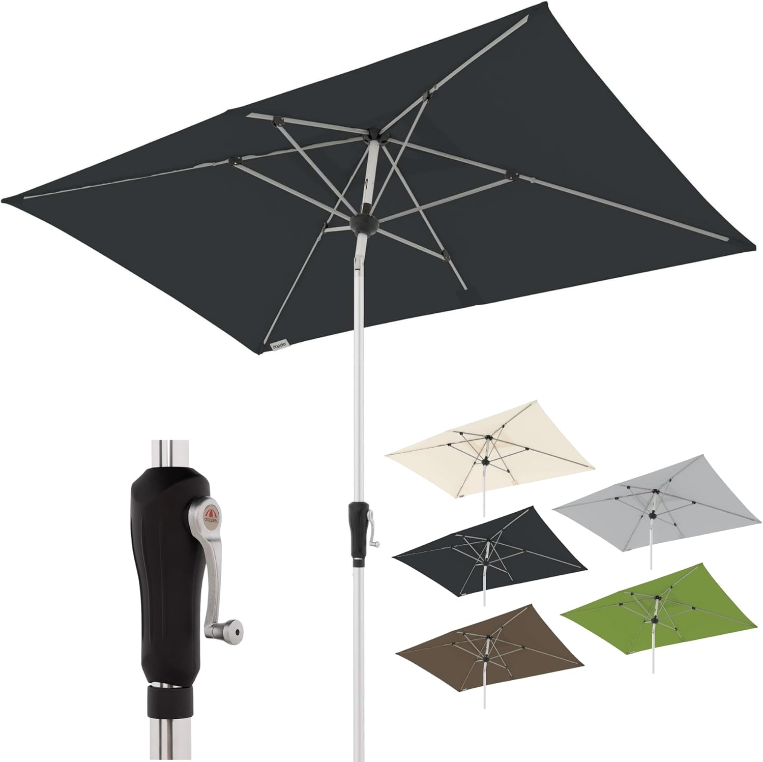 Doppler Sombrilla Cuadrada 220x140 cm Antracita