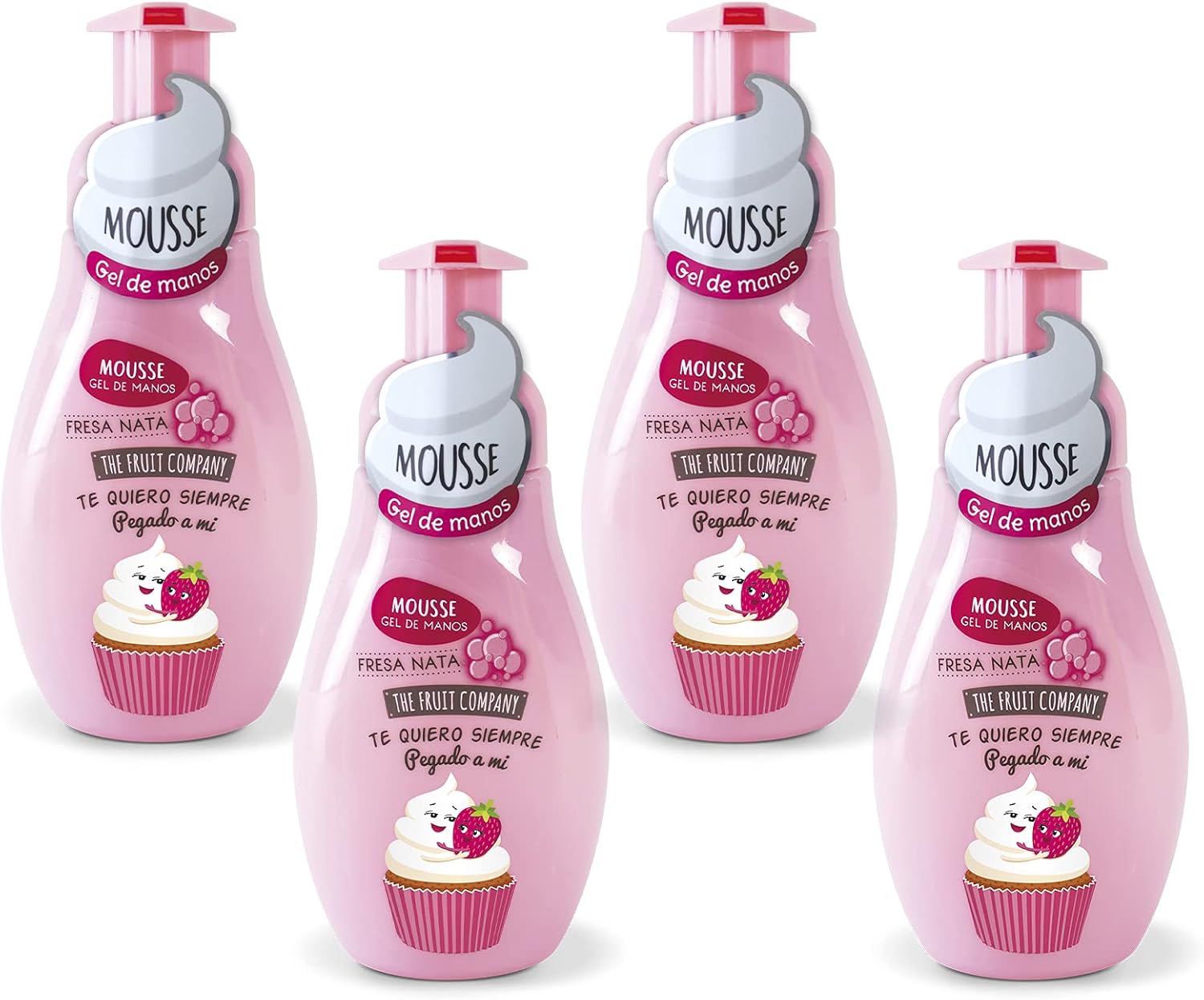 The Fruit Company Pack 4 Jabón de Manos Mousse Fresa Nata 250ml