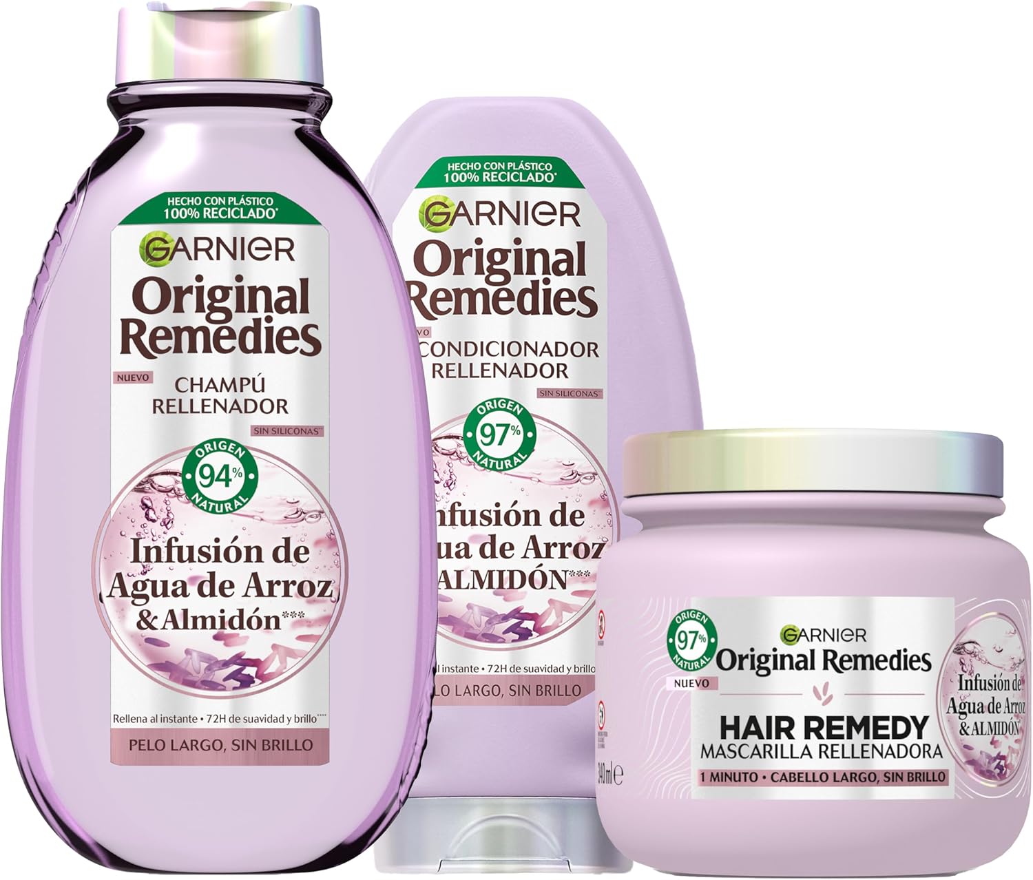 Pack 3 champú Garnier Original Remedies Té Verde 400 ml