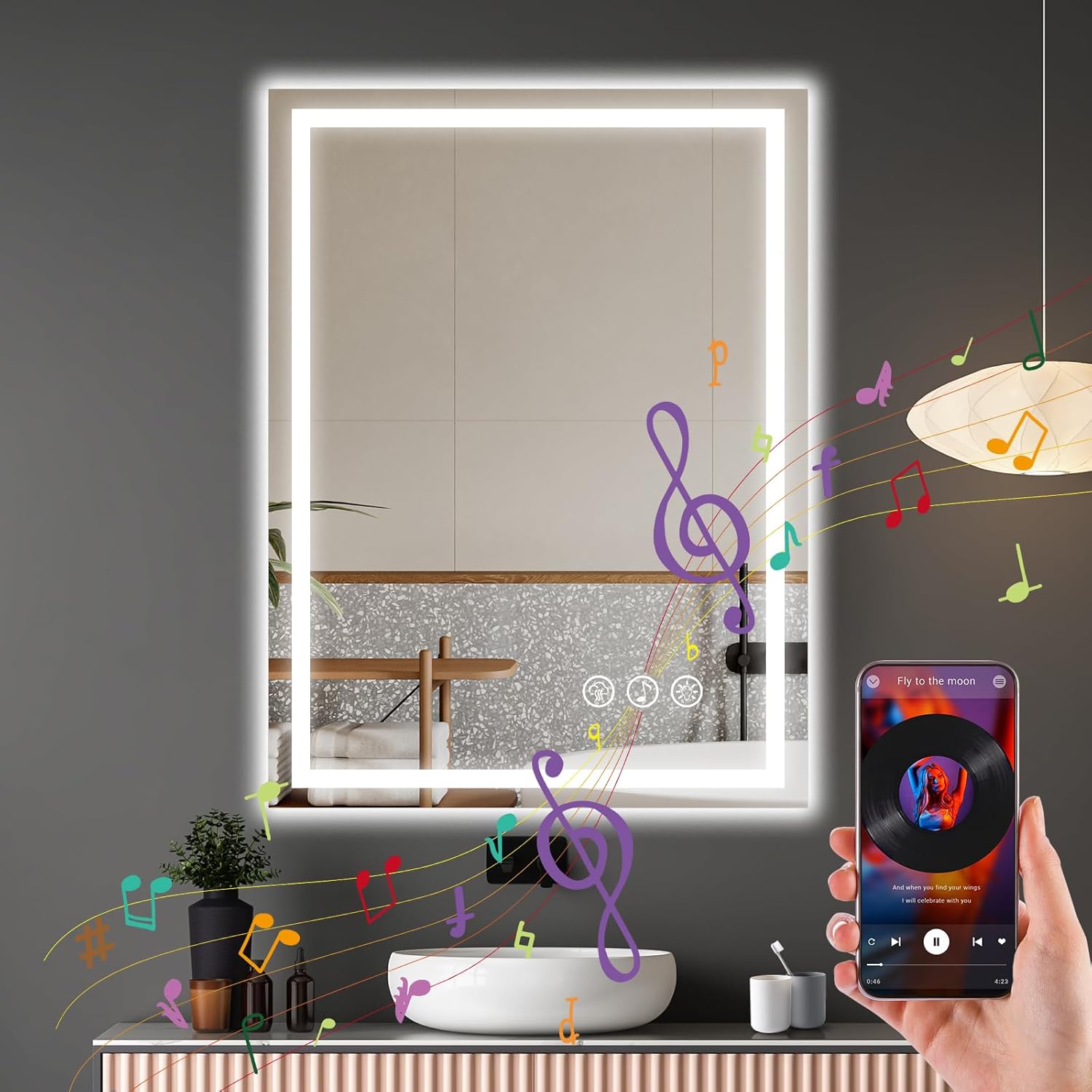 Ratsamee Espejo de Baño con Luz LED 60x80cm