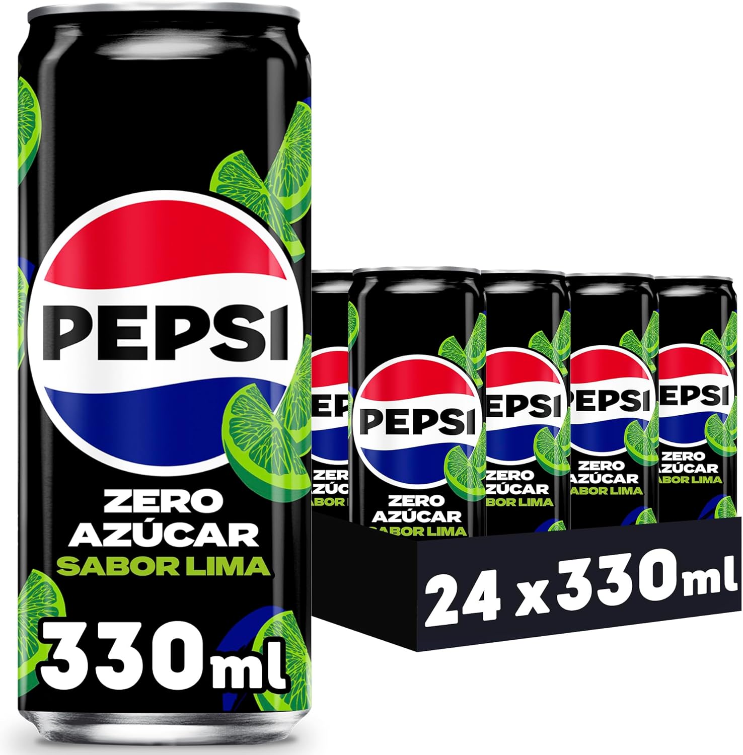 Pepsi Zero Lima Refresco Cola Pack 24 Latas 330 ml