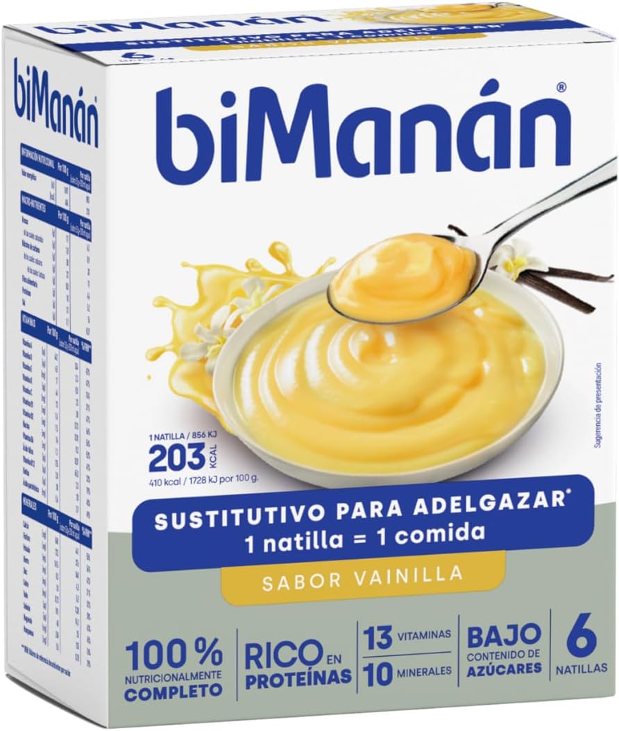 Bimanán Natillas de Vainilla Sustitutivas de Comida Pack 6x50g