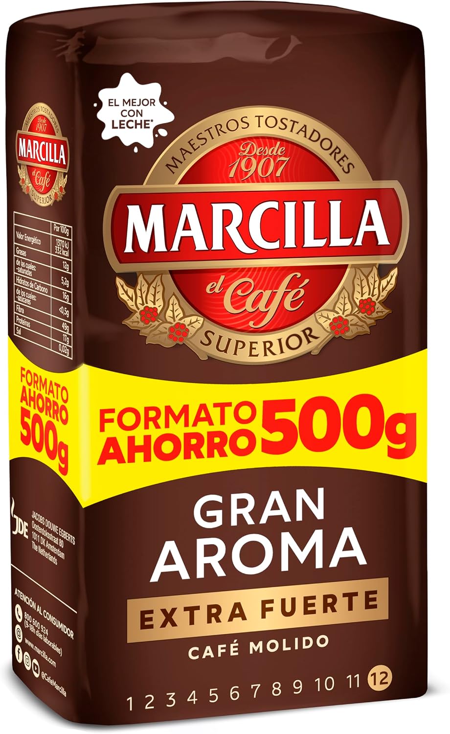 Pack 3 Marcilla Café Molido Gran Aroma Extra Fuerte 500g