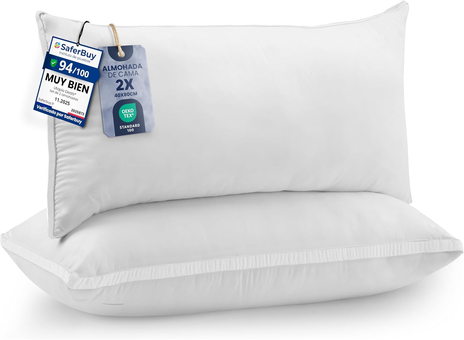 Pack 2 Utopia Bedding Almohadas 40x80 cm Microfibra