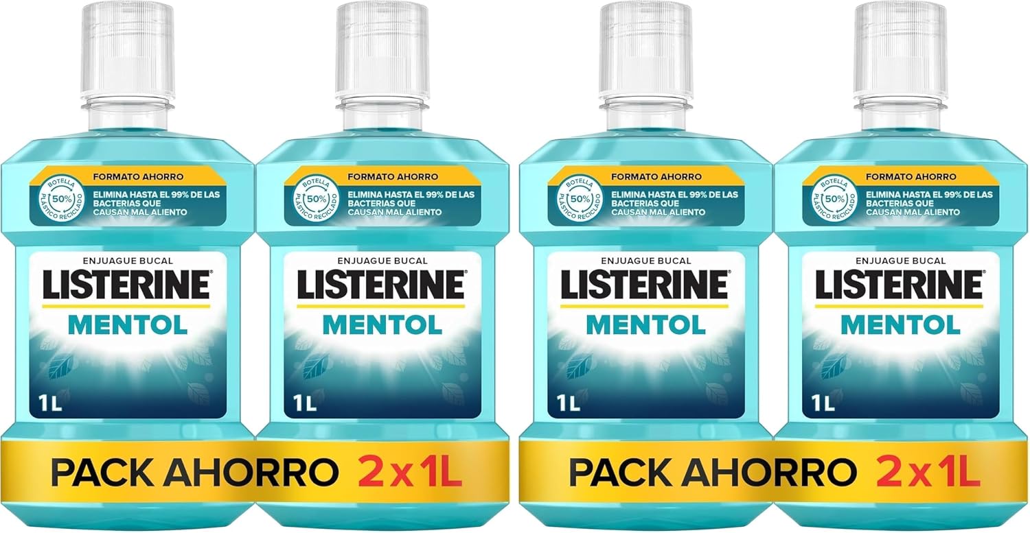 Pack 2 Listerine Mentol Enjuague Bucal con Flúor 1L