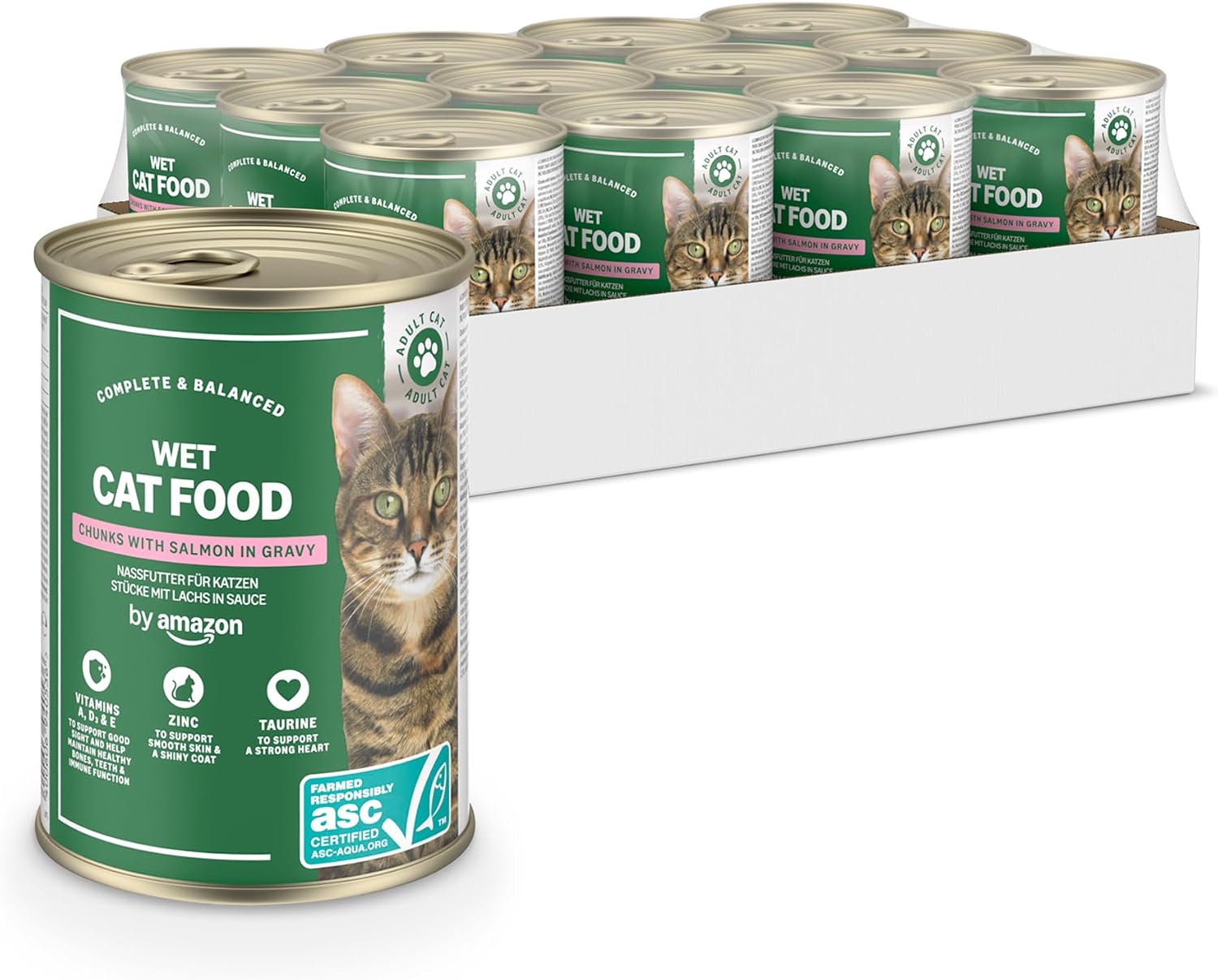 Pack 12 By Amazon Comida Húmeda Gato Trozos Salmón en Salsa 415g