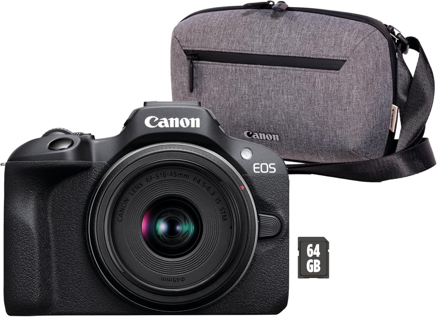 Cámara Mirrorless Canon EOS R100 + Objetivo RF-S 18-45 mm + Bolsa + SD 64 GB