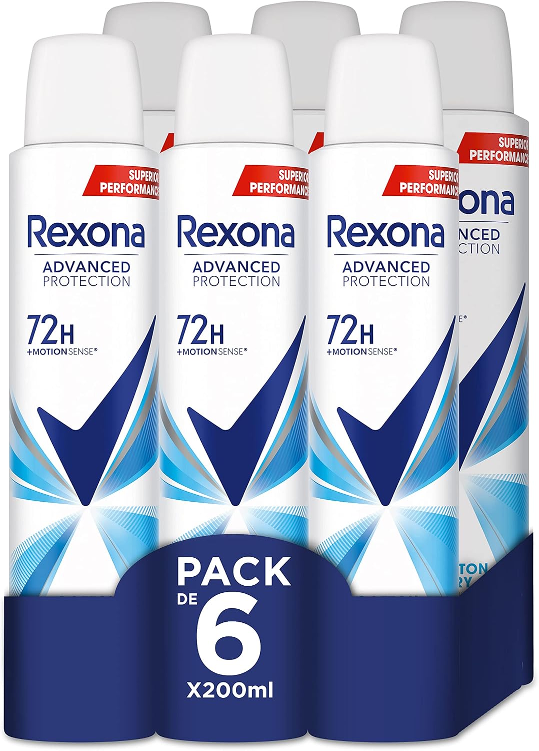 Pack 6 Desodorantes Antitranspirantes Rexona Cotton Dry Mujer 200 ml
