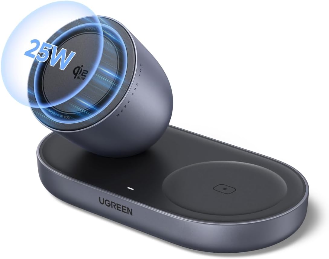 Cargador Inalámbrico 2 en 1 UGREEN Zapix Qi2 25 W