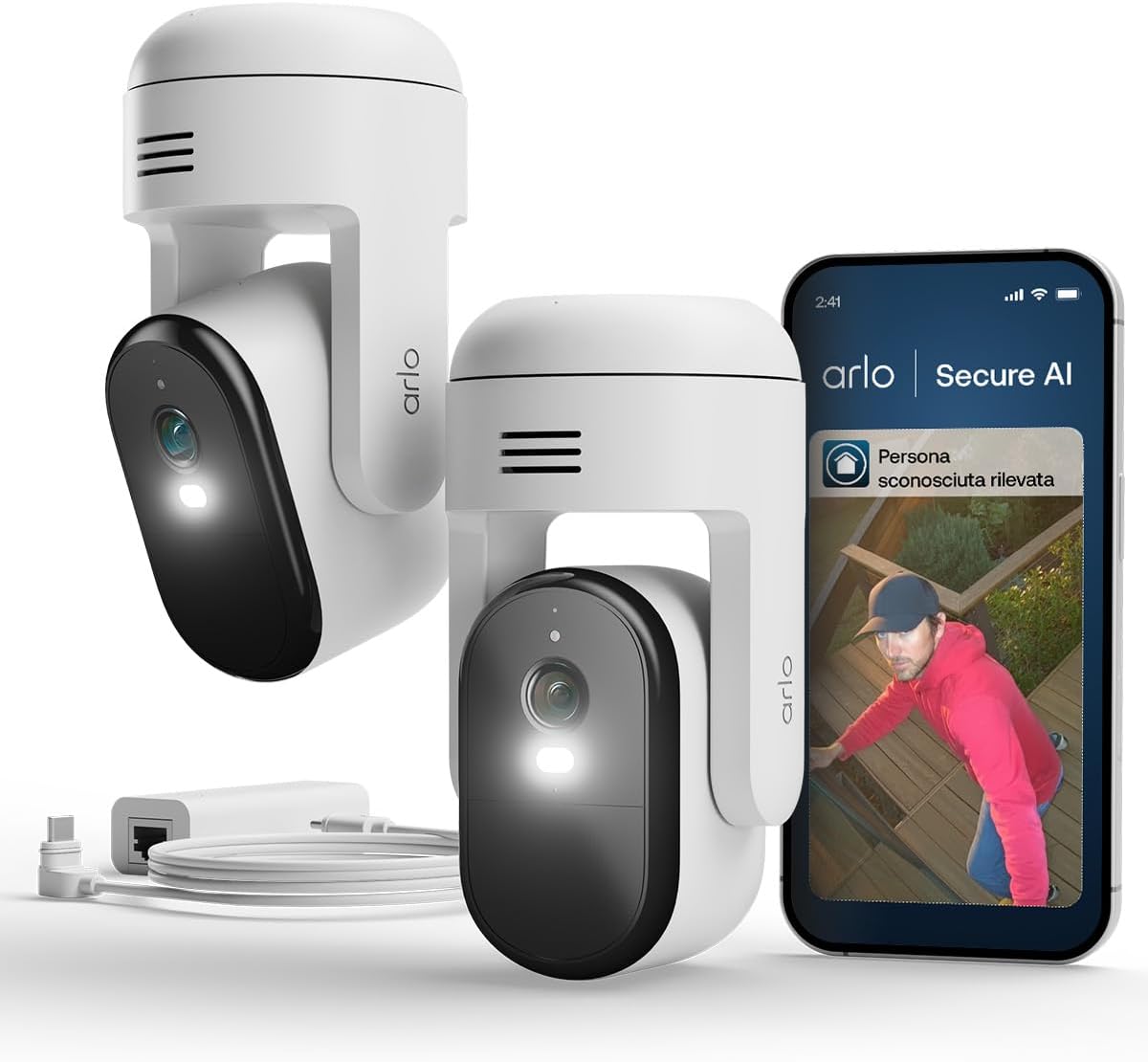 Pack 2 Cámaras WiFi Exterior Arlo Essential 3 HD + 2 Paneles Solares