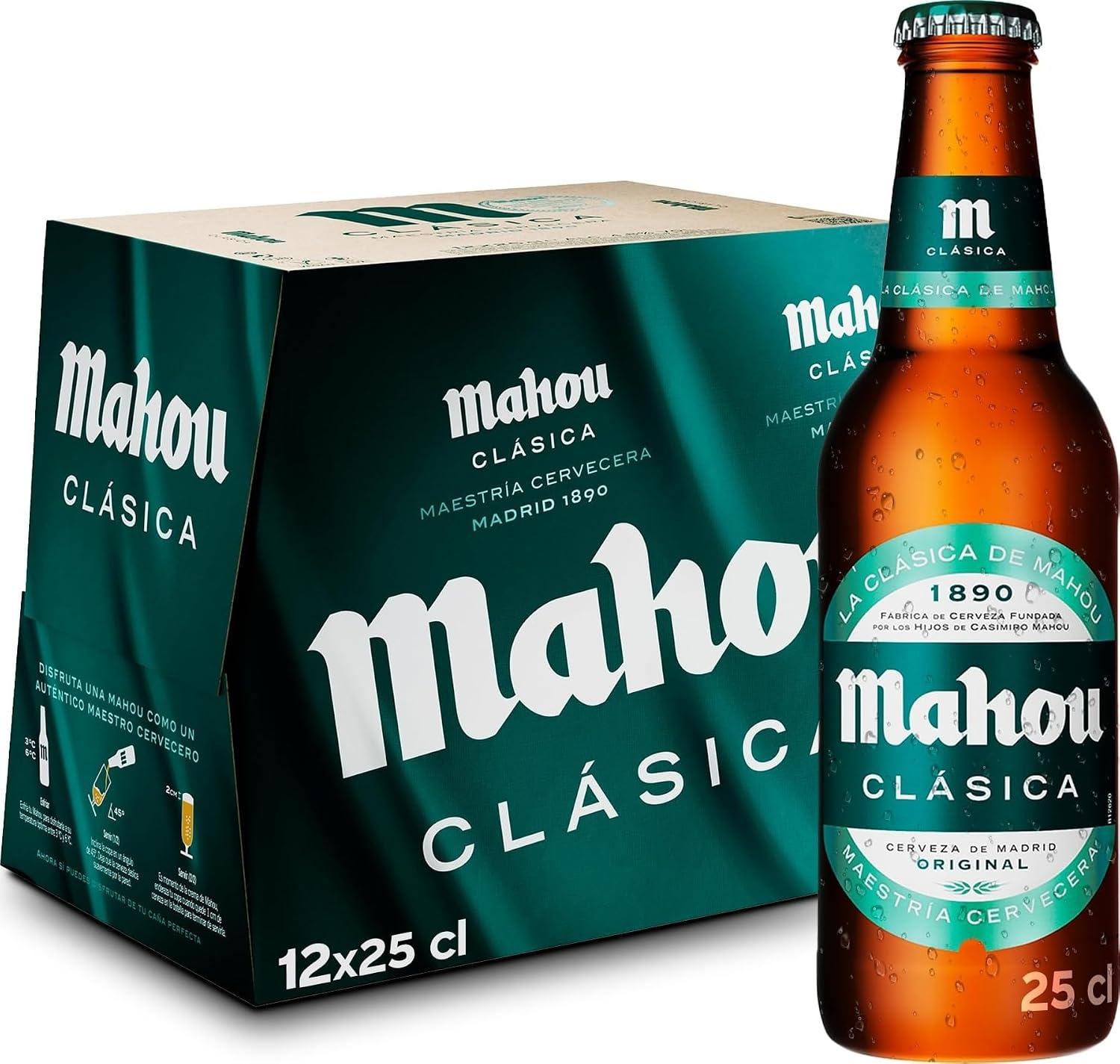 Mahou Clásica - Pack de 24 botellines de cerveza lager dorada