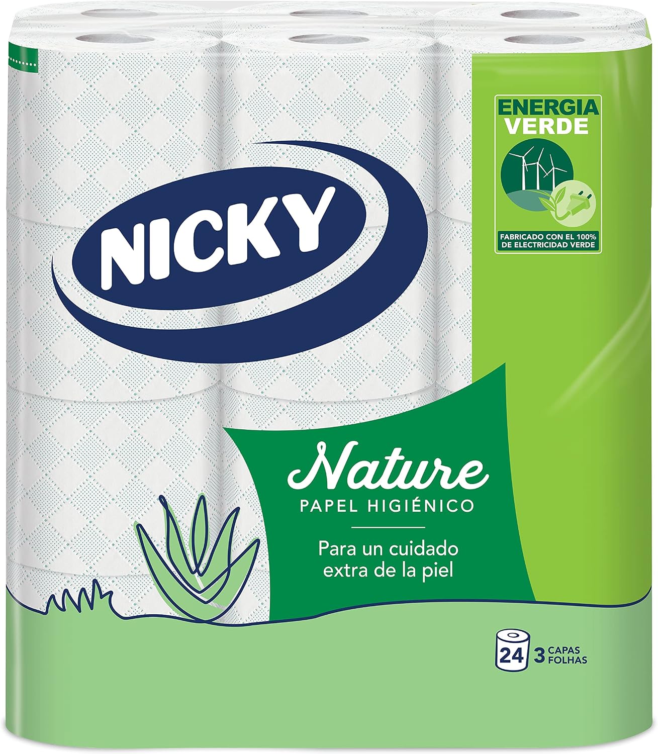 Nicky Nature - 24 rollos de papel higiénico de 3 capas