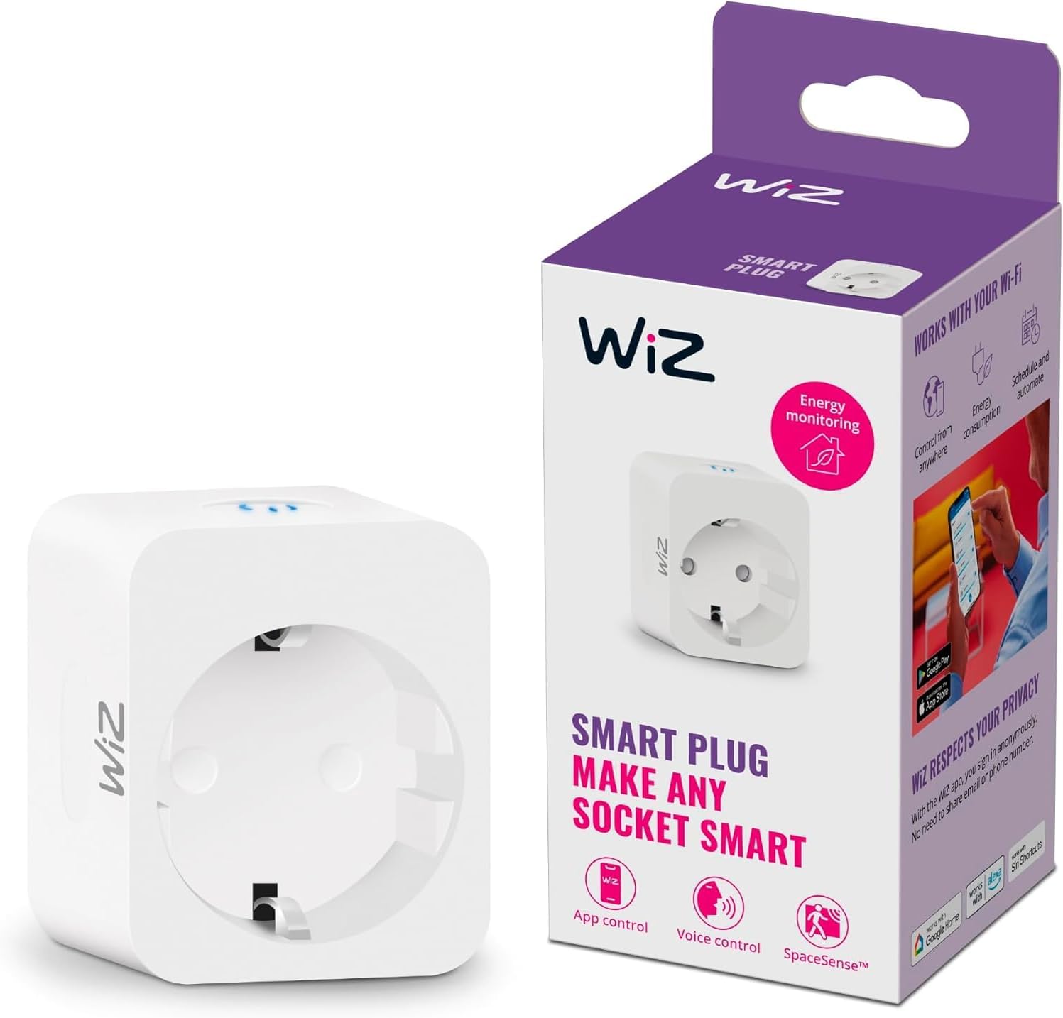 WiZ - Pack de 2 enchufes inteligente Wi-Fi | Tipo F | 230V | 50Hz