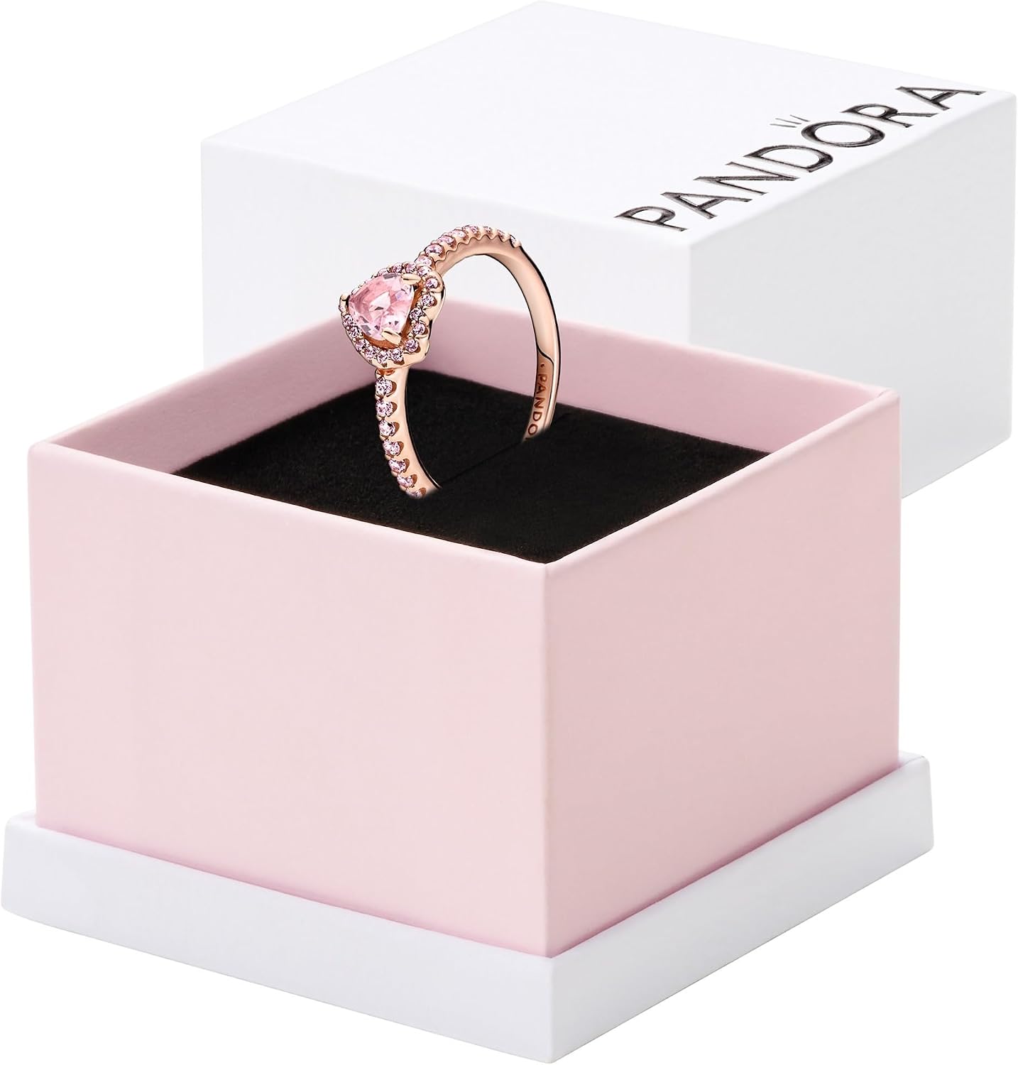 Pandora - Anillo con diseño de corazón chapado en oro rosa de 14 quilates