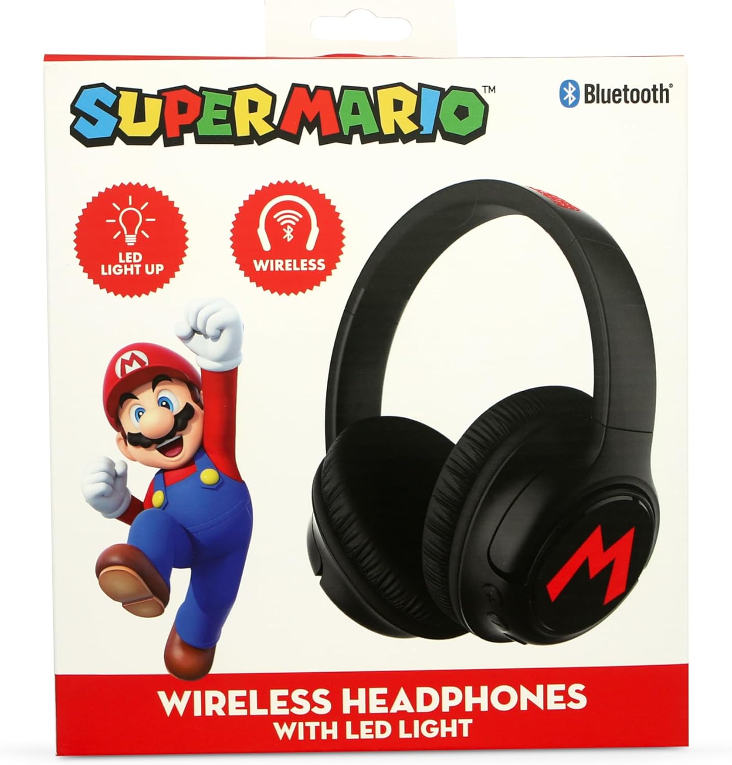 OTL Technologies Auriculares Inalámbricos Plegables Super Mario con Luz LED