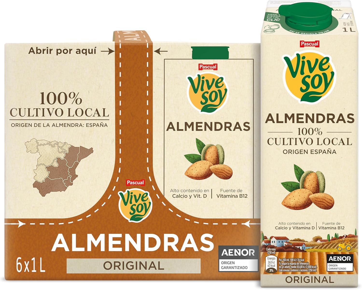 Pack 6 Vivesoy Bebida Vegetal de Almendras 1 l