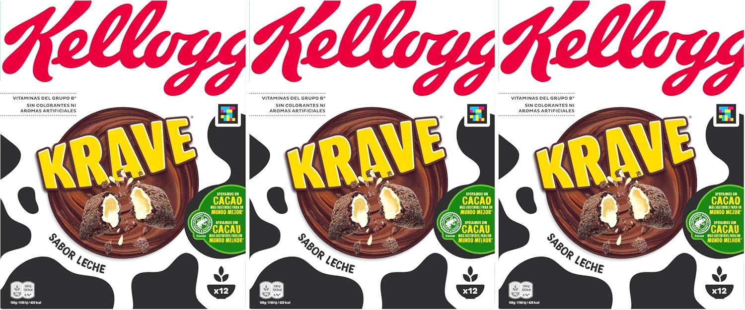 Pack 3 Kellogg's Krave Sabor Leche Cereales 375g
