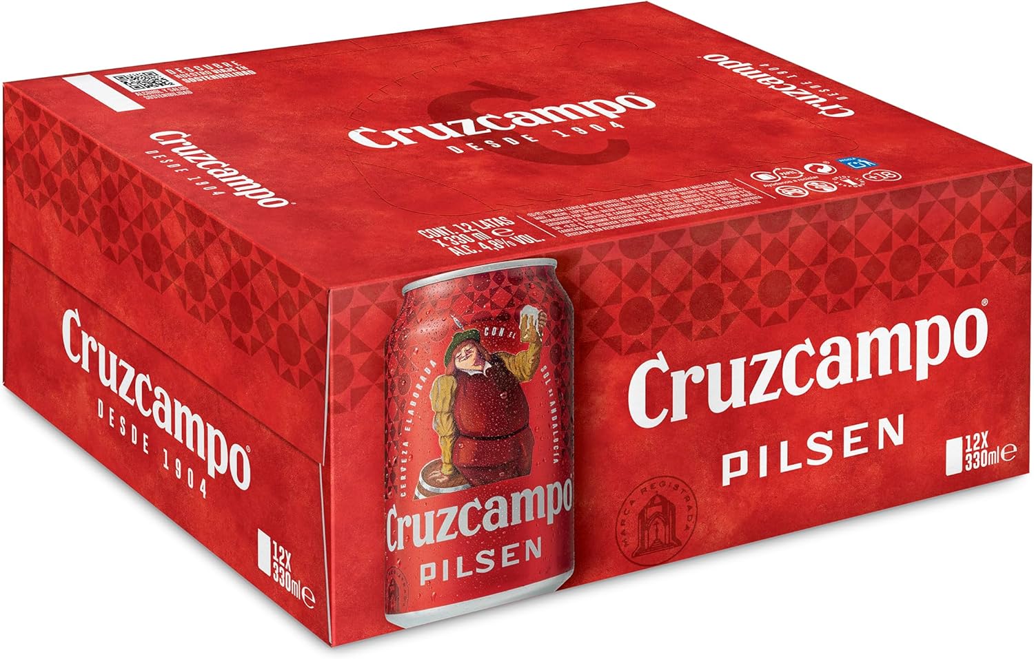 Pack 12 Latas Cruzcampo Cerveza Lager, 33 cl