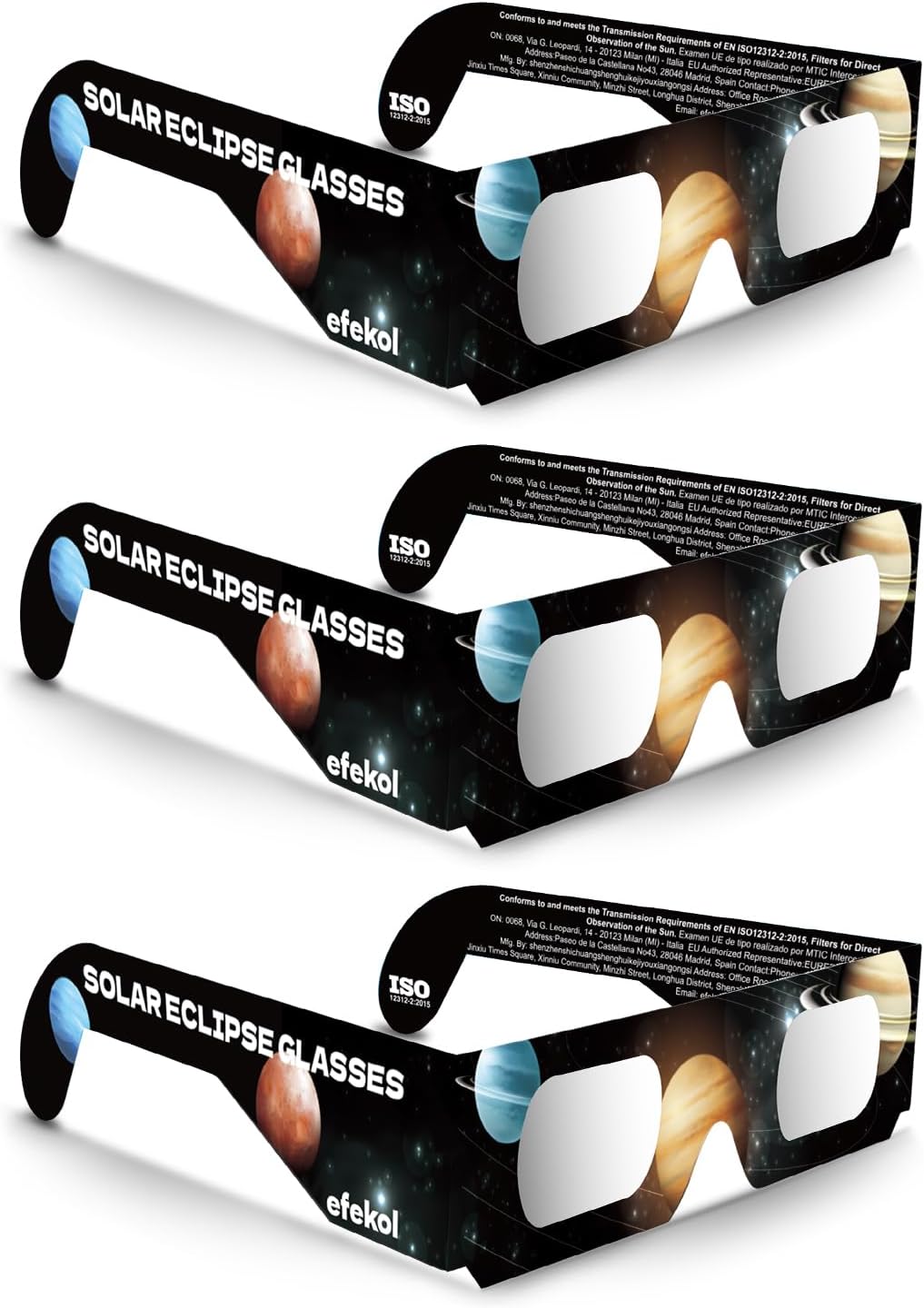 Pack 3 Efekol Gafas Eclipse Solar Homologadas