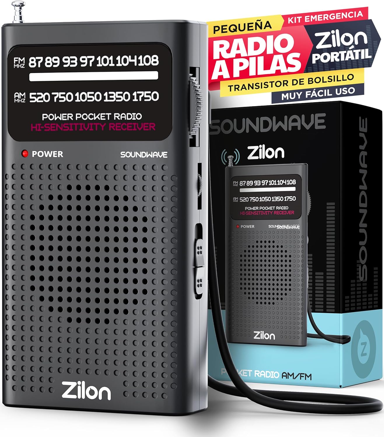 Zilon Radio Portátil AM FM A Pilas Antigolpes