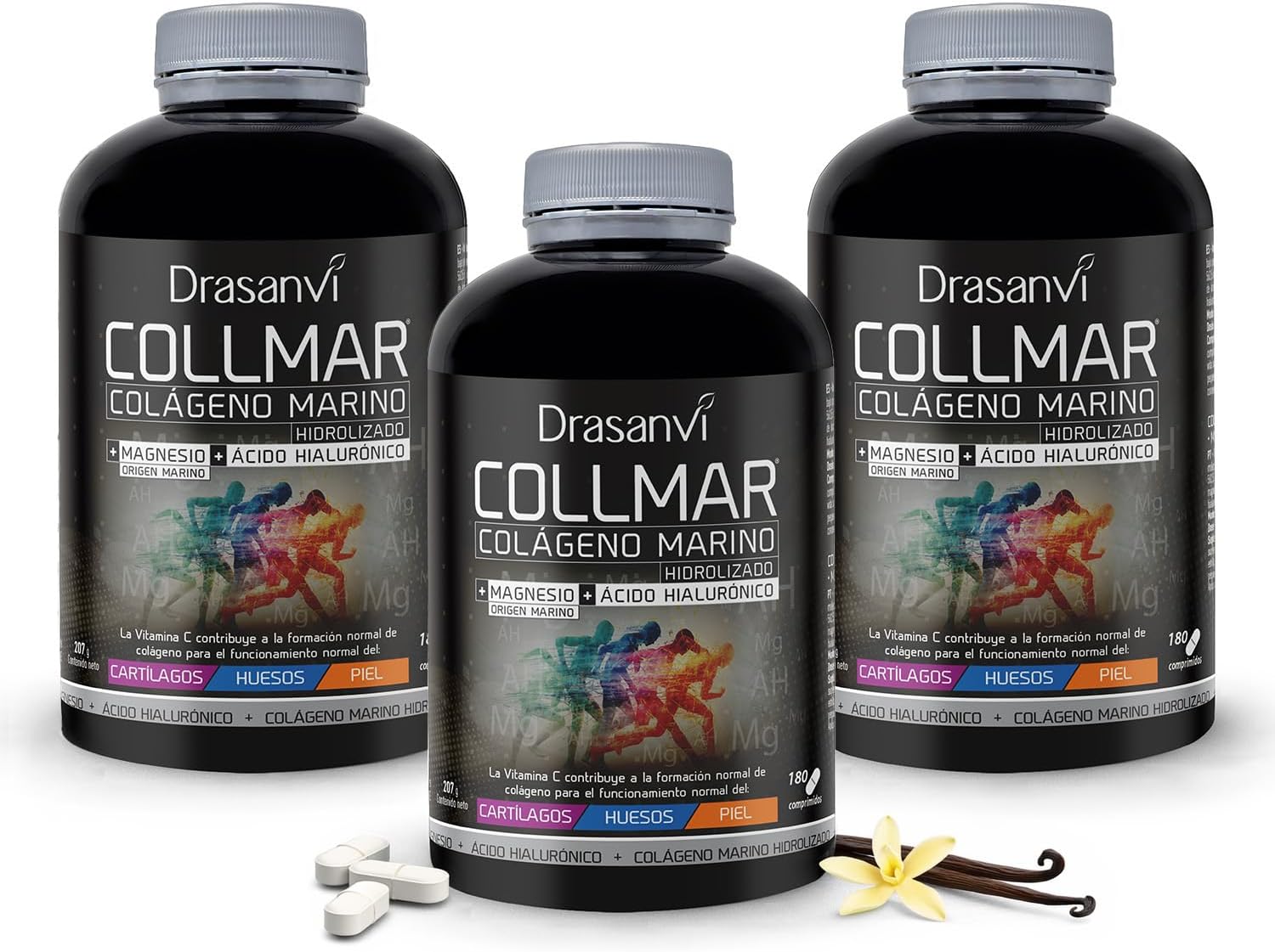 Drasanvi Collmar Colágeno Marino Hidrolizado + Magnesio + Ácido Hialurónico Pack 3x18