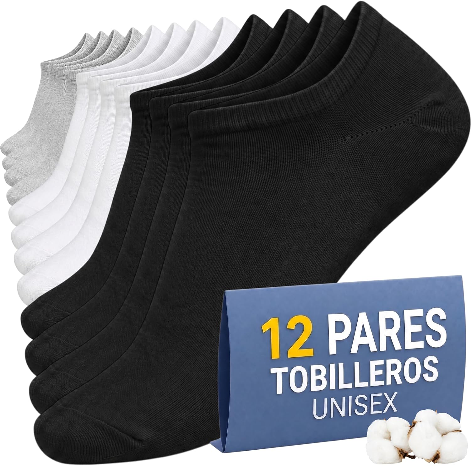 Pack 10 Calcetines tobilleros algodón transpirables