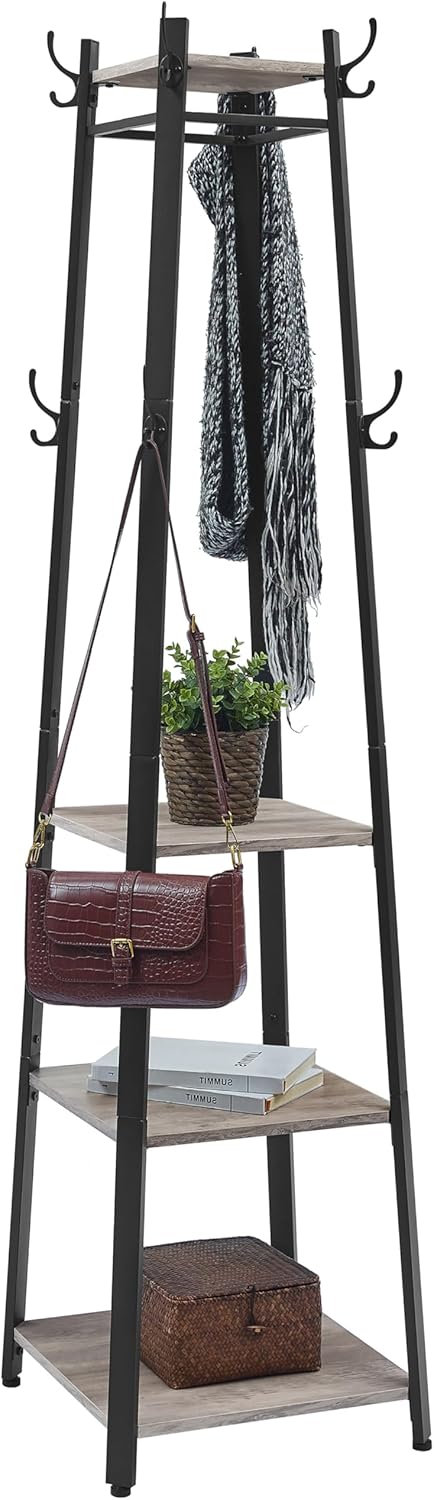 VASAGLE Perchero Recibidor con 4 Estantes Estilo Industrial 44.6x181.7cm