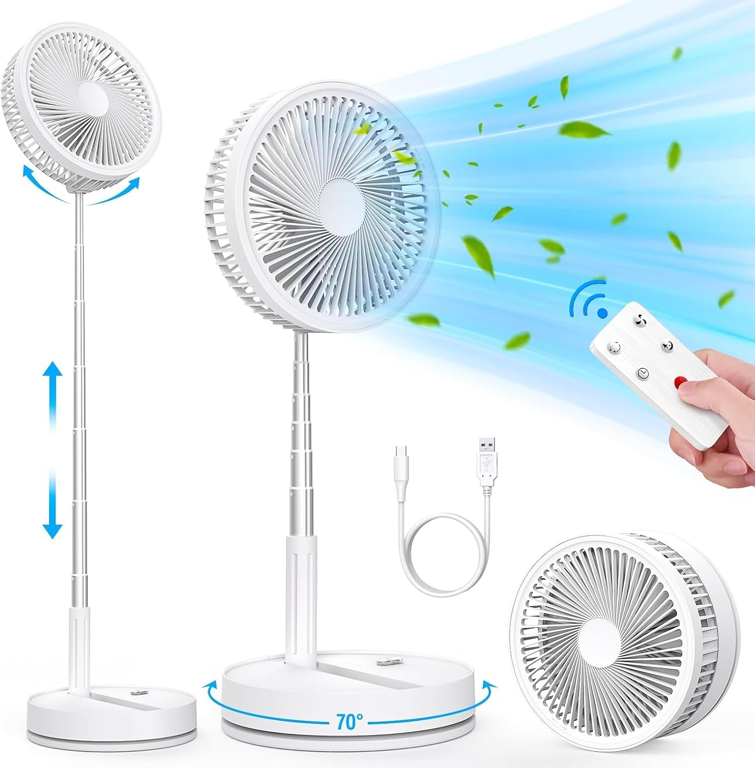 Lipety Ventilador de Pie Plegable Recargable 8000mAh