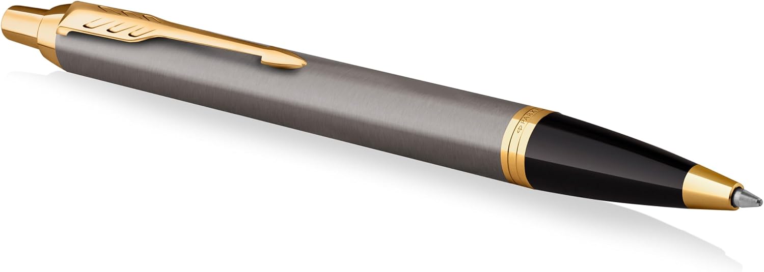 Parker IM Bolígrafo Punta Media Metal con Adorno Dorado