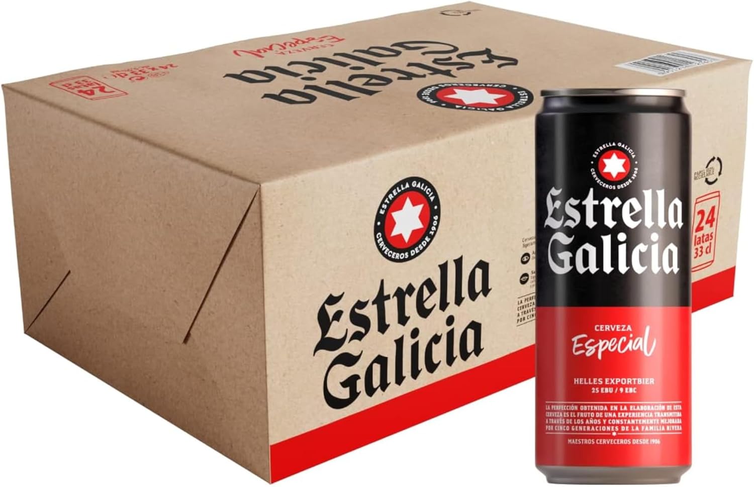 Estrella Galicia Especial - Cerveza Lager Premium (Pack de 24 Latas x 33 cl)