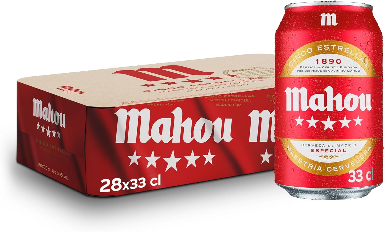 Mahou 5 Estrellas - Pack de 28 latas de cerveza