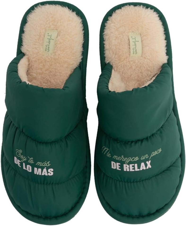 Mr. Wonderful - Zapatillas de estar por casa acolchadas y con suela antideslizante