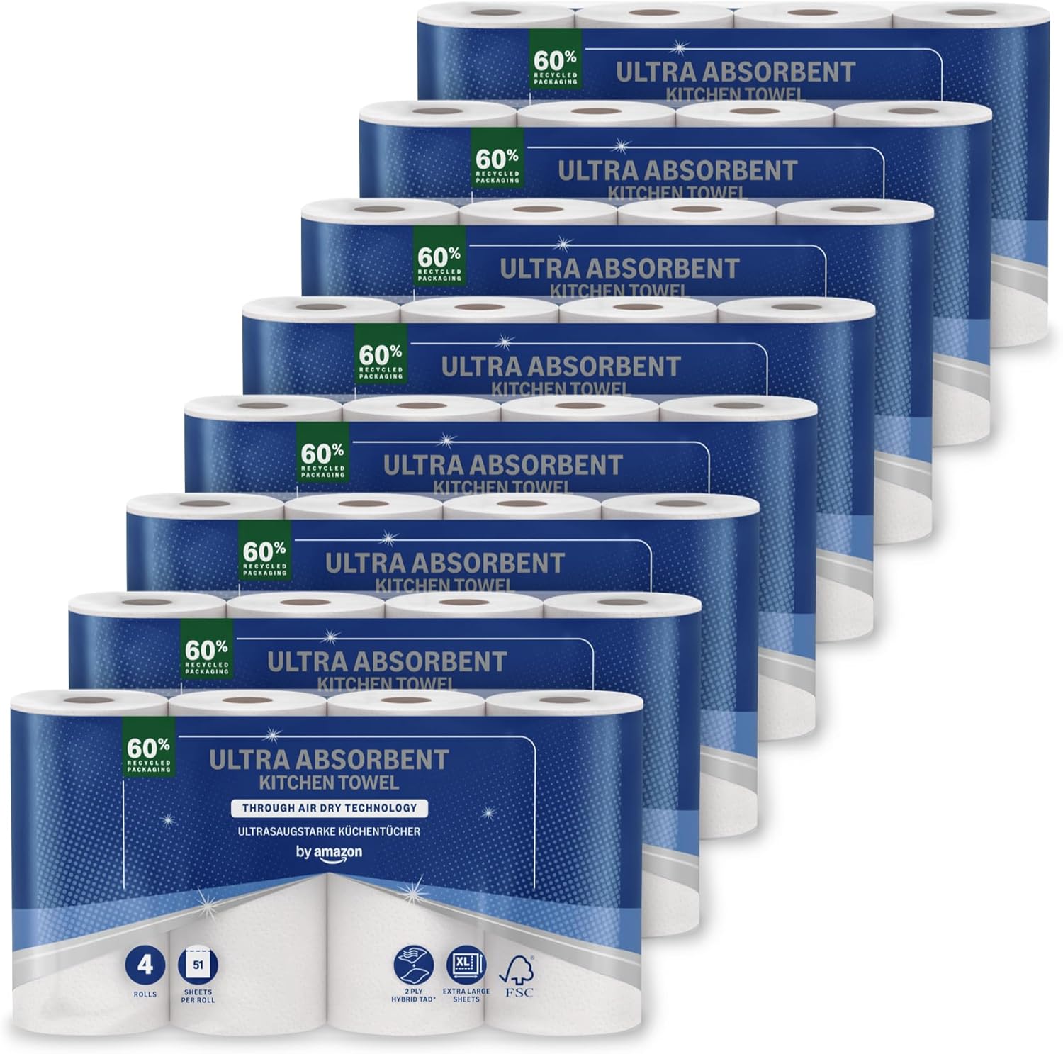 by Amazon - 32 rollos de cocina TAD ultra absorbente