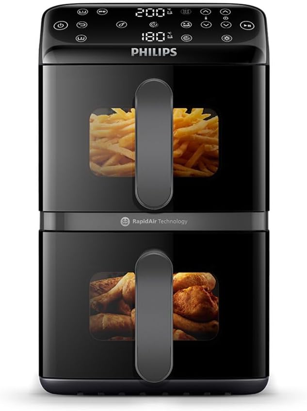 Philips Airfryer Serie 4000 con doble cesta vertical de 10L, tecnología RapidAir, sis