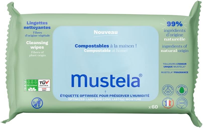 Toallitas Higiénicas Perfume y Compostables para Bebé y Familia, 100% Fibras Lyocell 