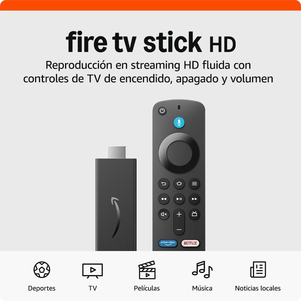 Amazon Fire TV Stick HD (última generación) con TV en directo gratuita + mando incluí