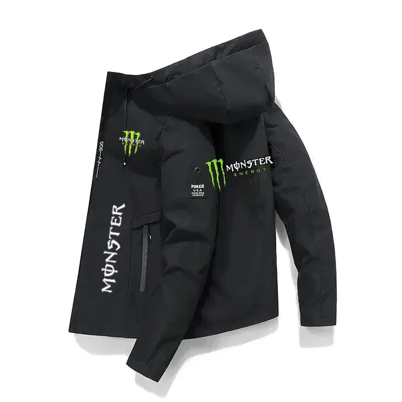 Chaqueta con capucha y estampado multicolor para hombre, con el logotipo de Monster E