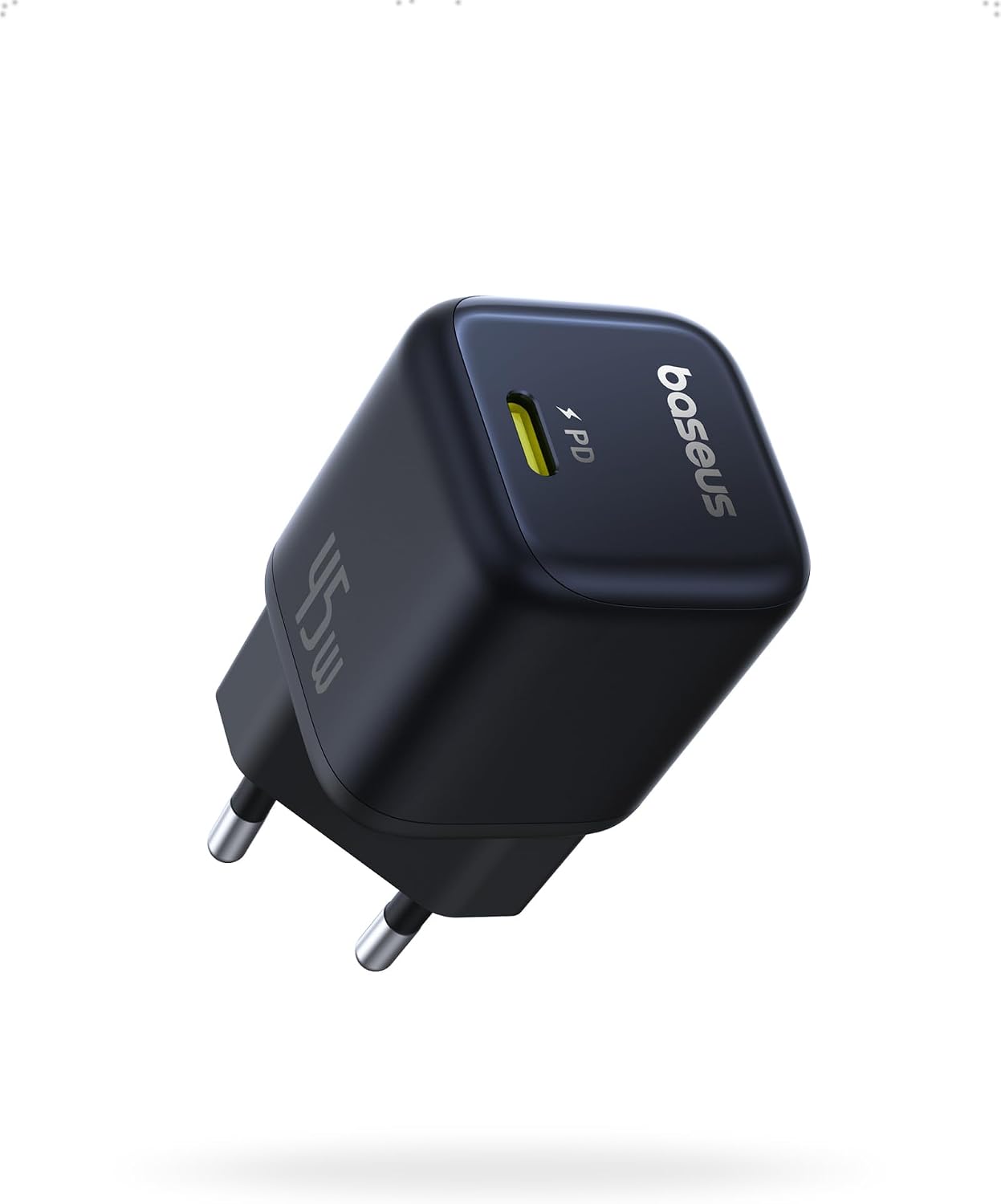 Baseus Cargador USB C 45W GAN con Cable 1 m, Adaptador Carga rápida PPS PD para Samsu