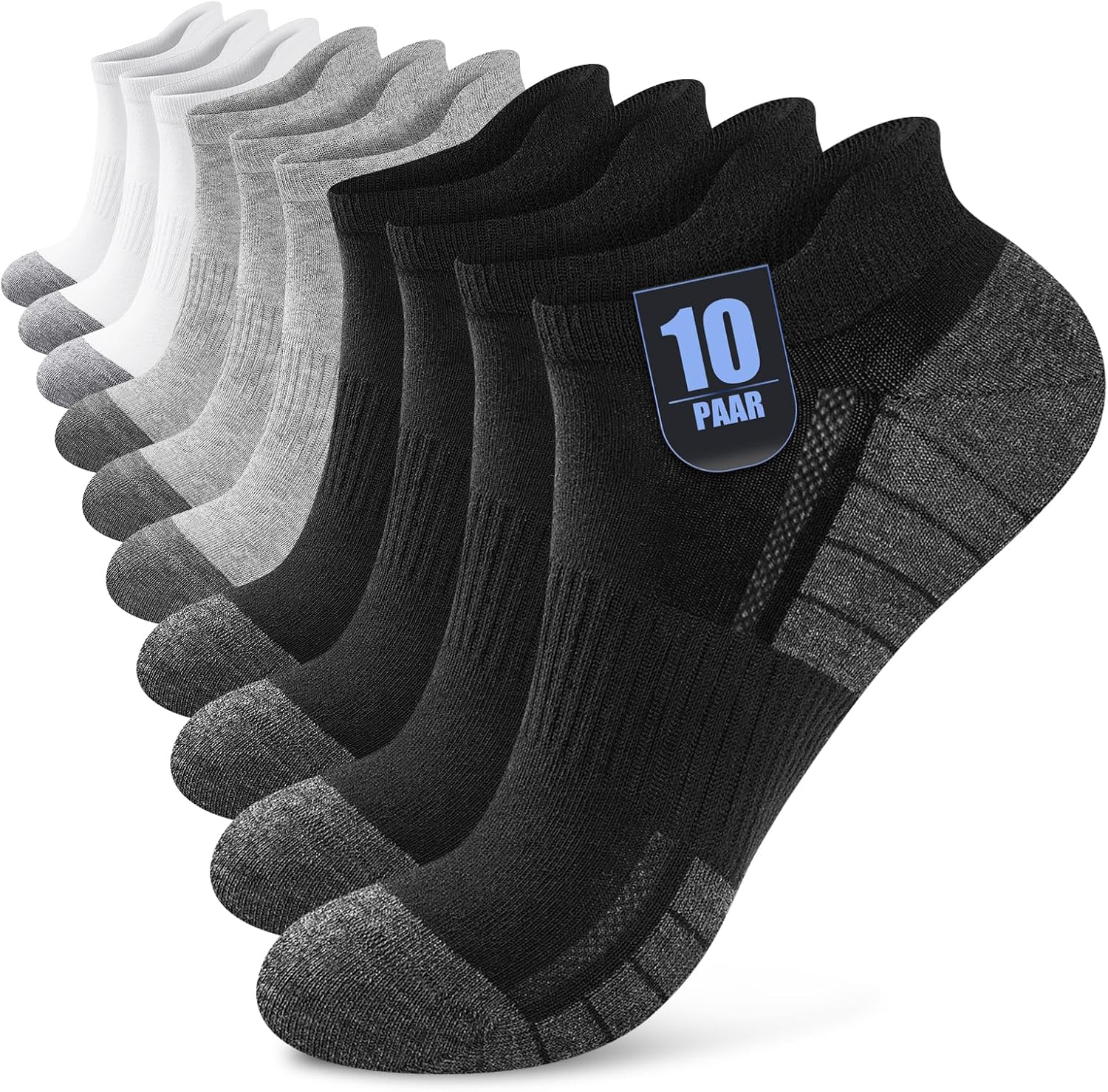 Effeet 10 Pares Calcetines Tobilleros Hombre Mujer, Calcetines Cortos Algodón Transpi