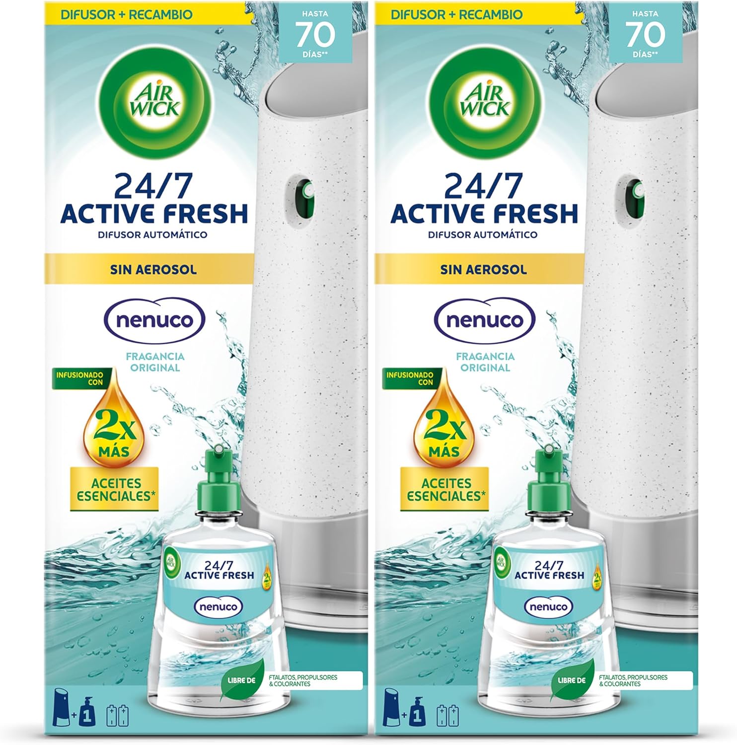 Air Wick Active Fresh Aparato + 4 Recambios Ambientador Automático Nenuco