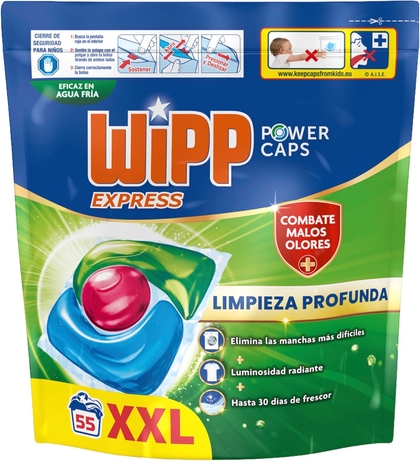 Pack 2 Wipp Express Power Caps Detergente Cápsulas 55 Dosis