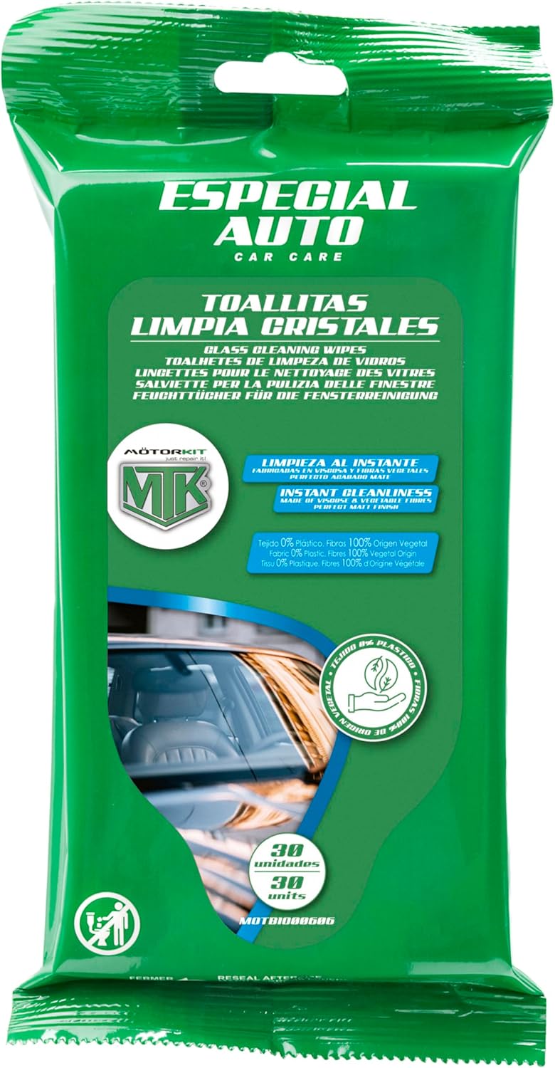 Motorkit Toallitas Limpia Cristales Coche 30 ud