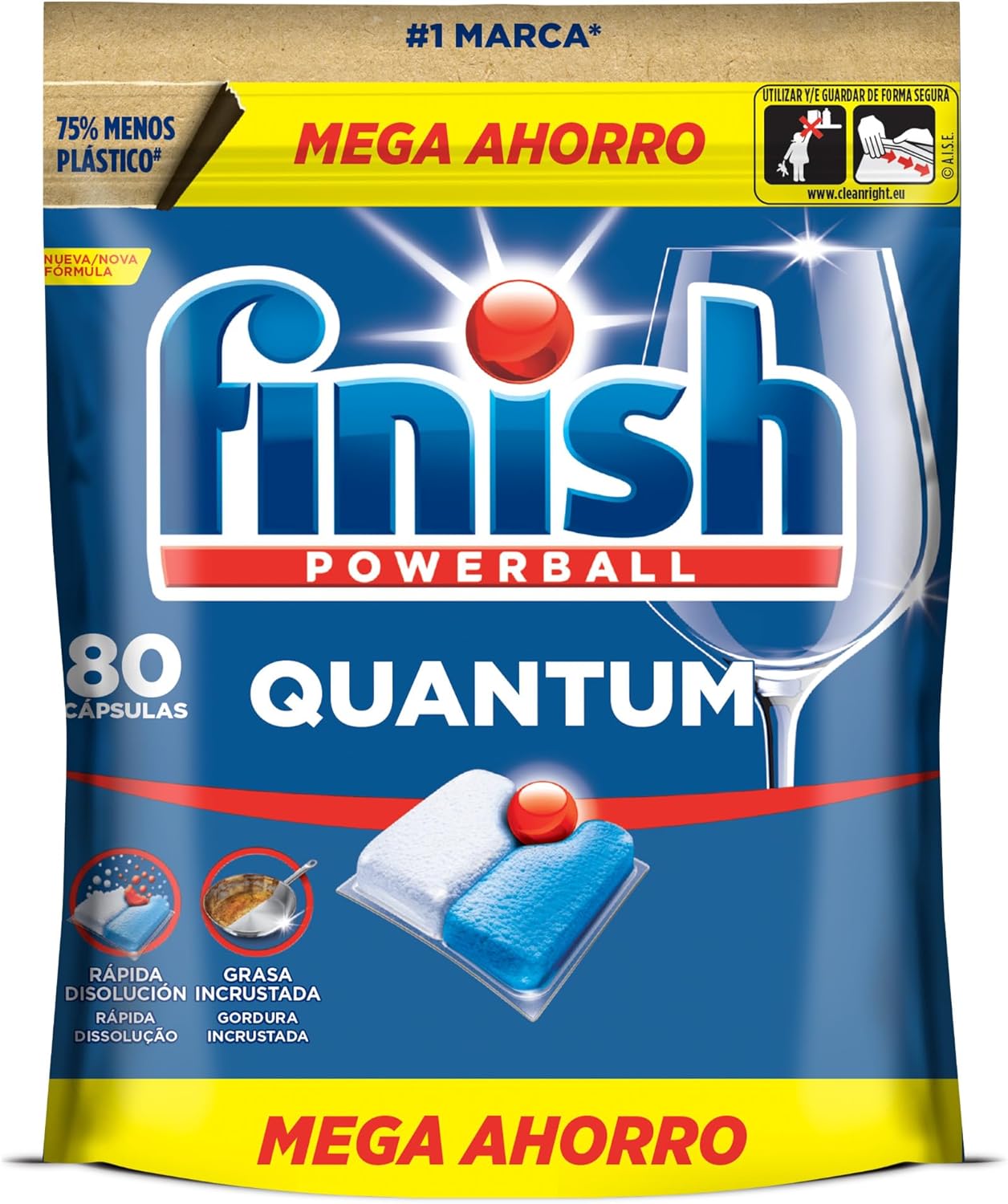Finish Quantum Powerball All in 1 Pastillas Lavavajillas 80 ud